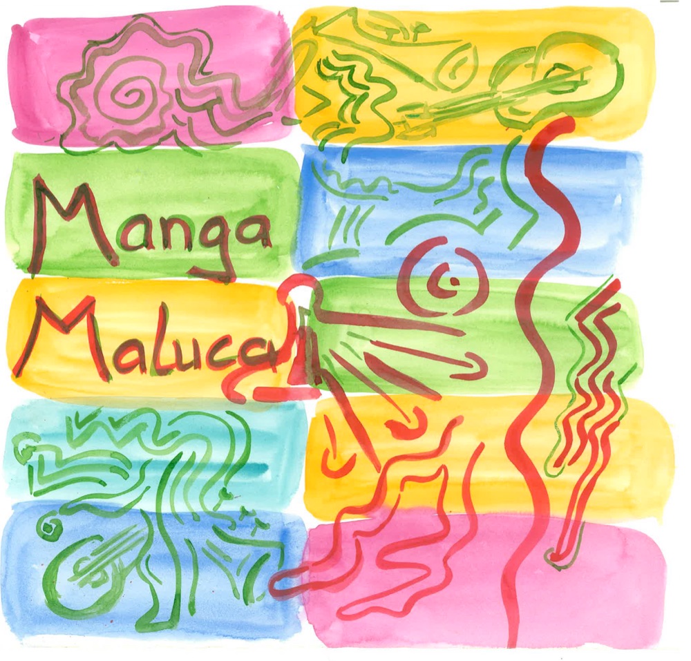 Handgemaltes Aquarell-Logo von Manga Maluca